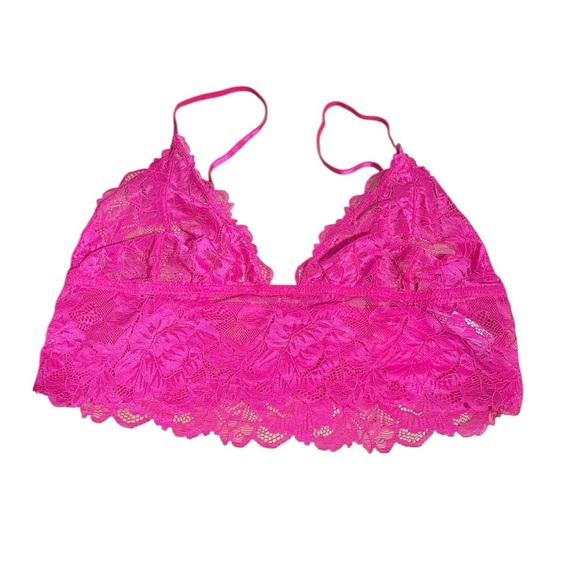 Free People Everyday Pink Lace Longline Bralette sz L New - Picture 6 of 8